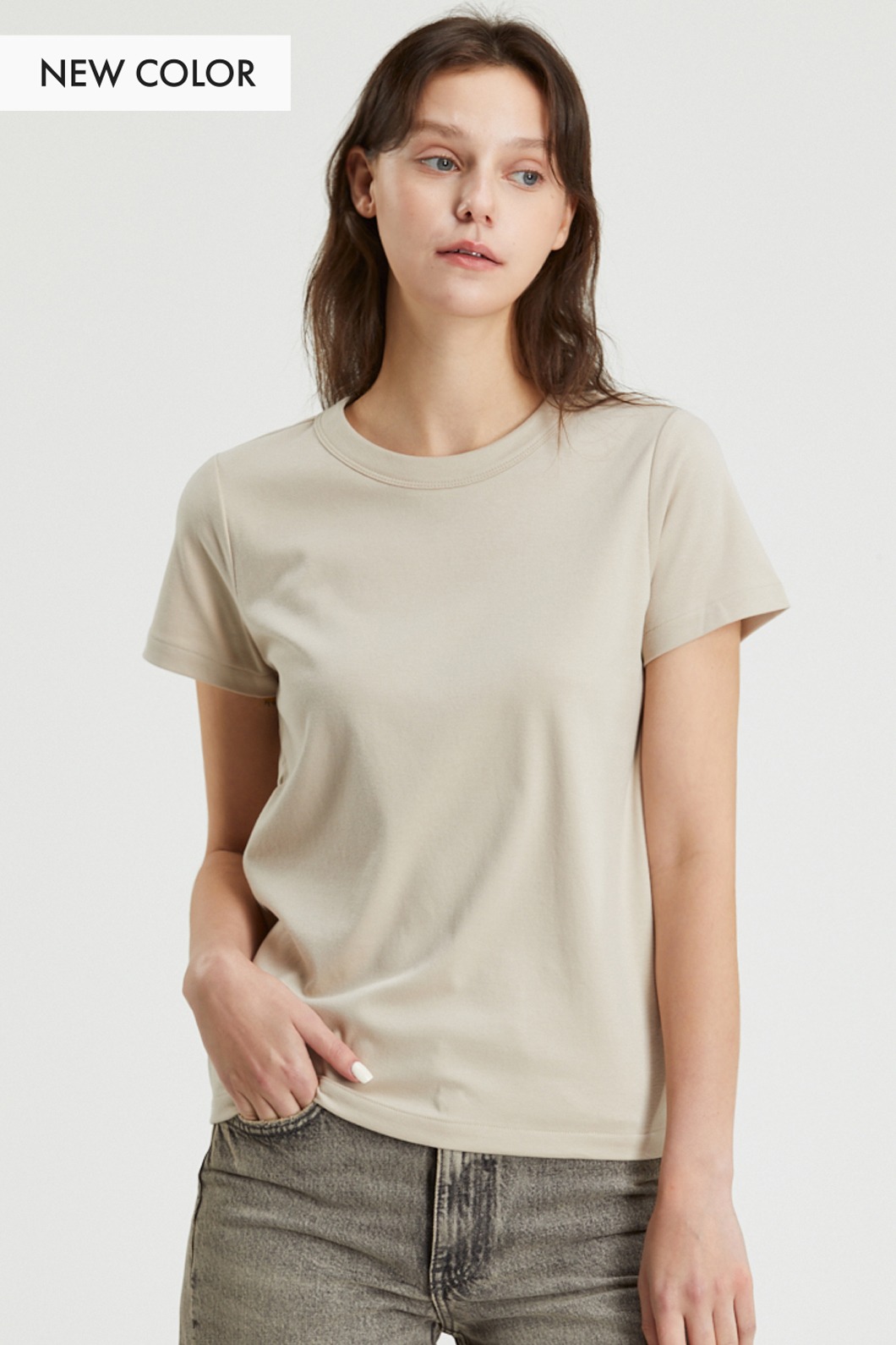 양면 기모 클래식 &amp; 베이직 핏 반소매 티셔츠 (WOMEN)